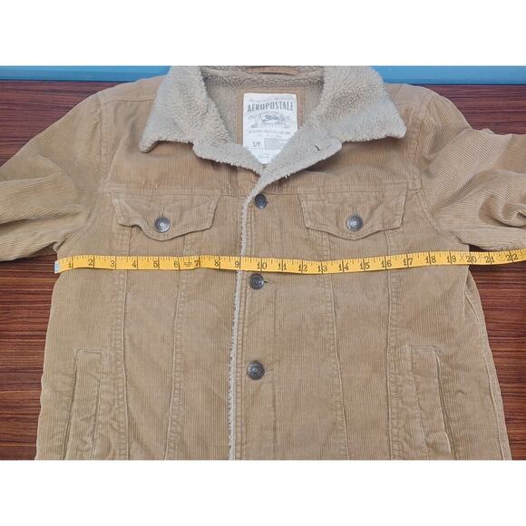 Aeropostale Womens Size Small Corduroy Y2K Jacket Brown Fuax Fur Trim - Picture 5 of 8